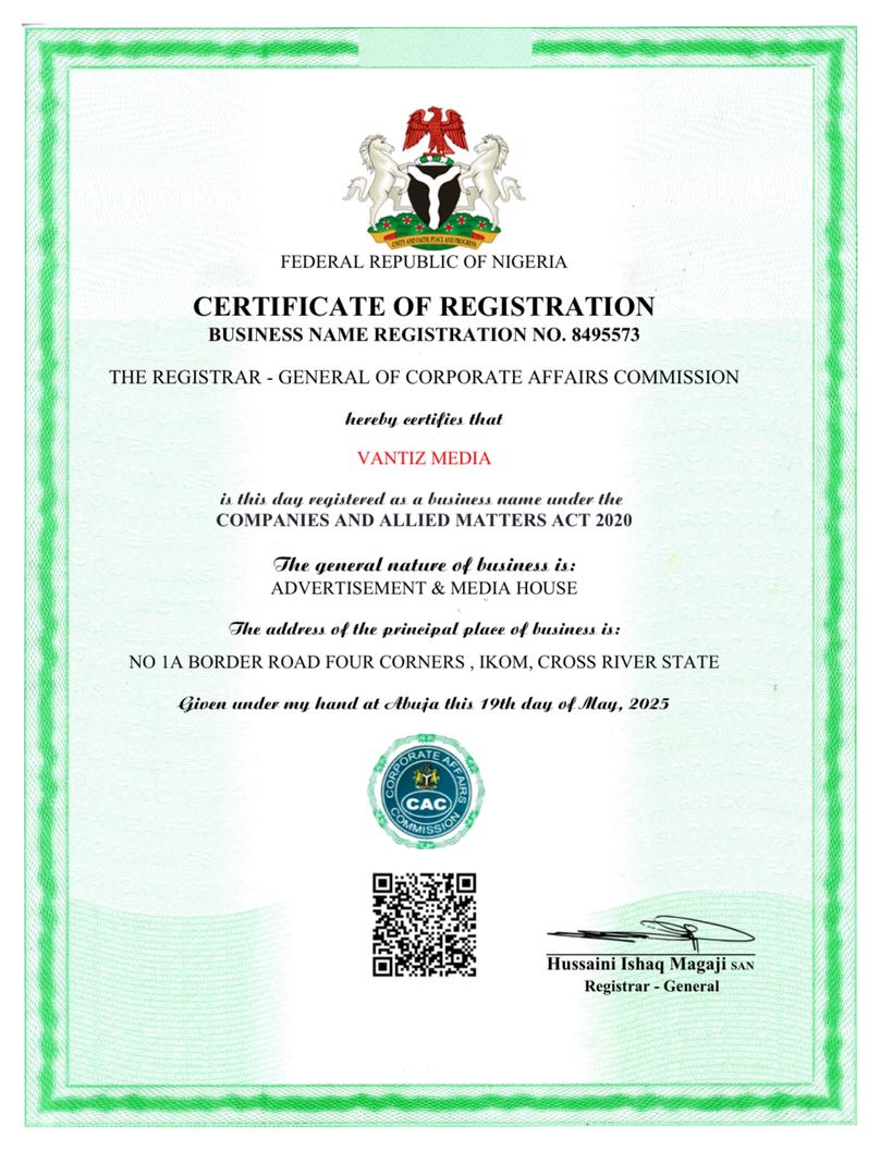 Vantizmedia certificate